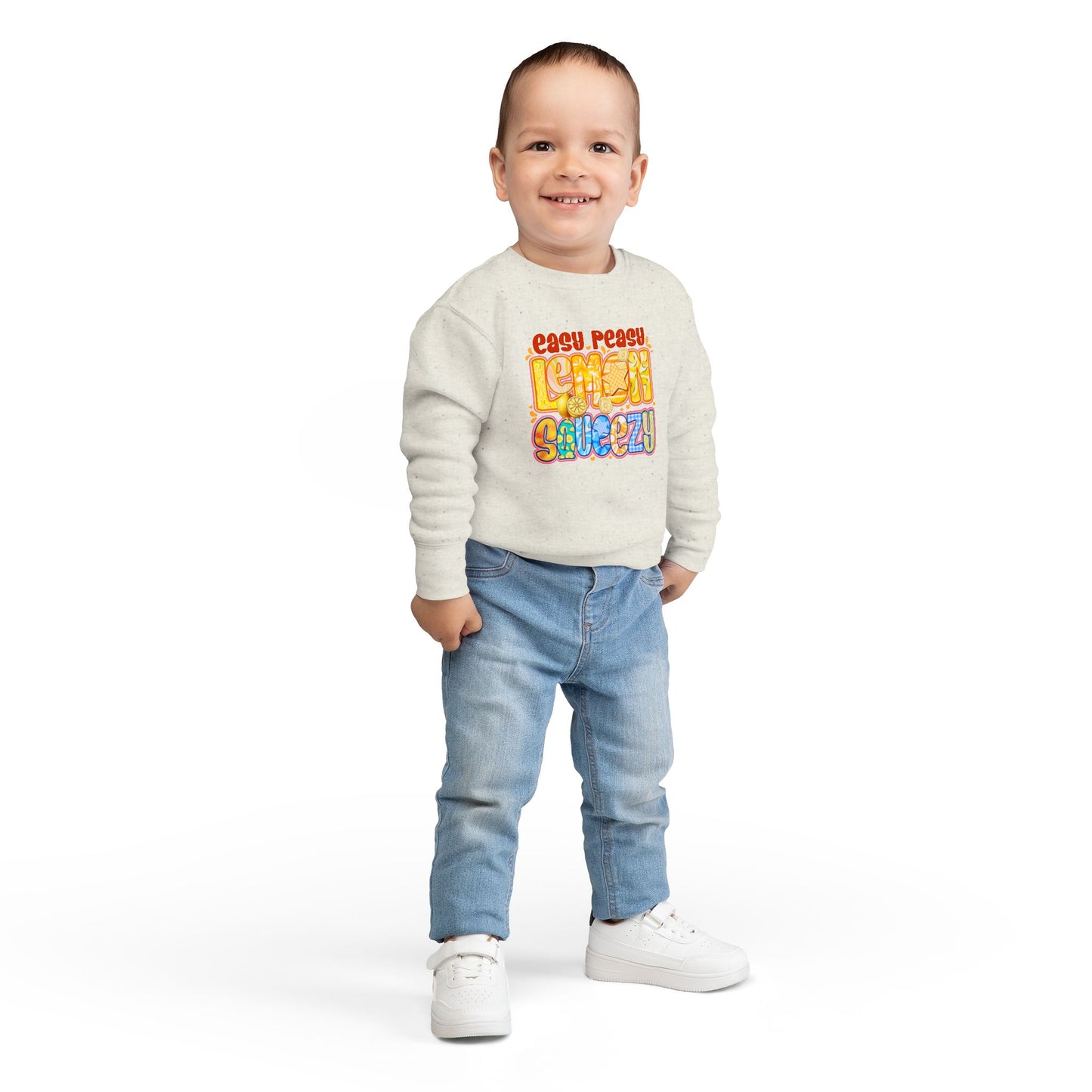 Toddler Sweatshirt - "Easy Peasy Lemon Squeezy" Colorful Retro Graphic