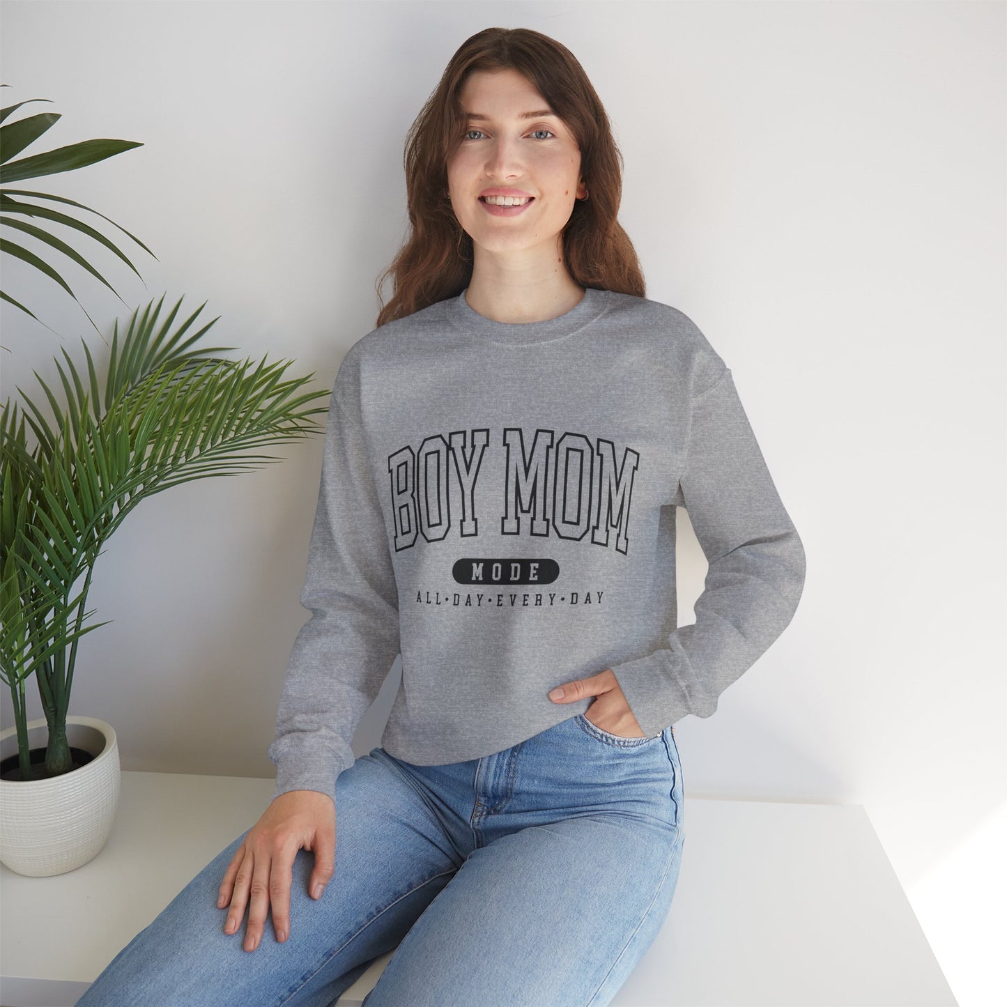 Boy Mom Crewneck Sweatshirt – "Boy Mom Mode: All Day Every Day"