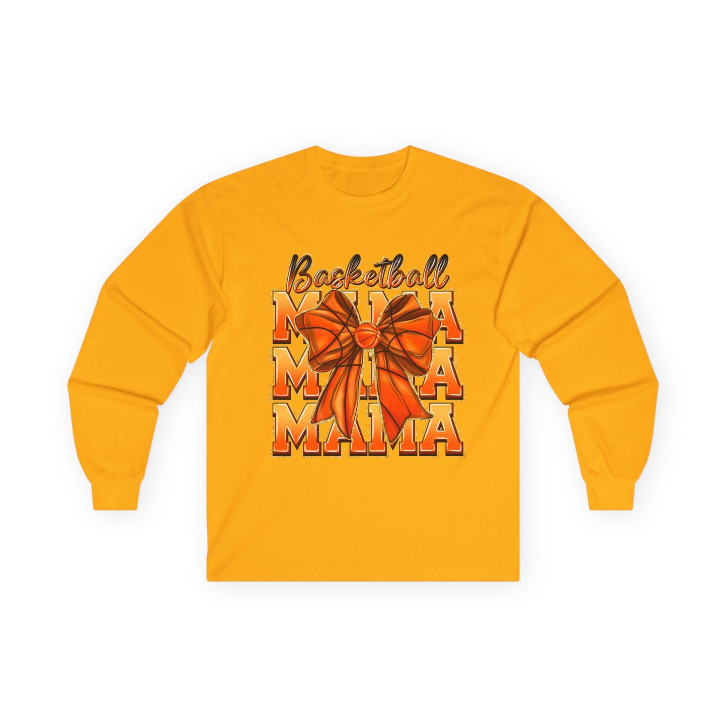 Basketball Mama Long Sleeve Tee — Orange Bow Mom Shirt