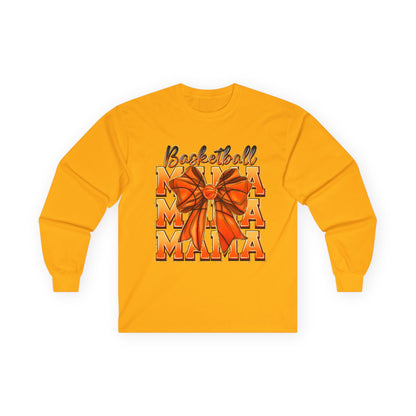 Basketball Mama Long Sleeve Tee — Orange Bow Mom Shirt