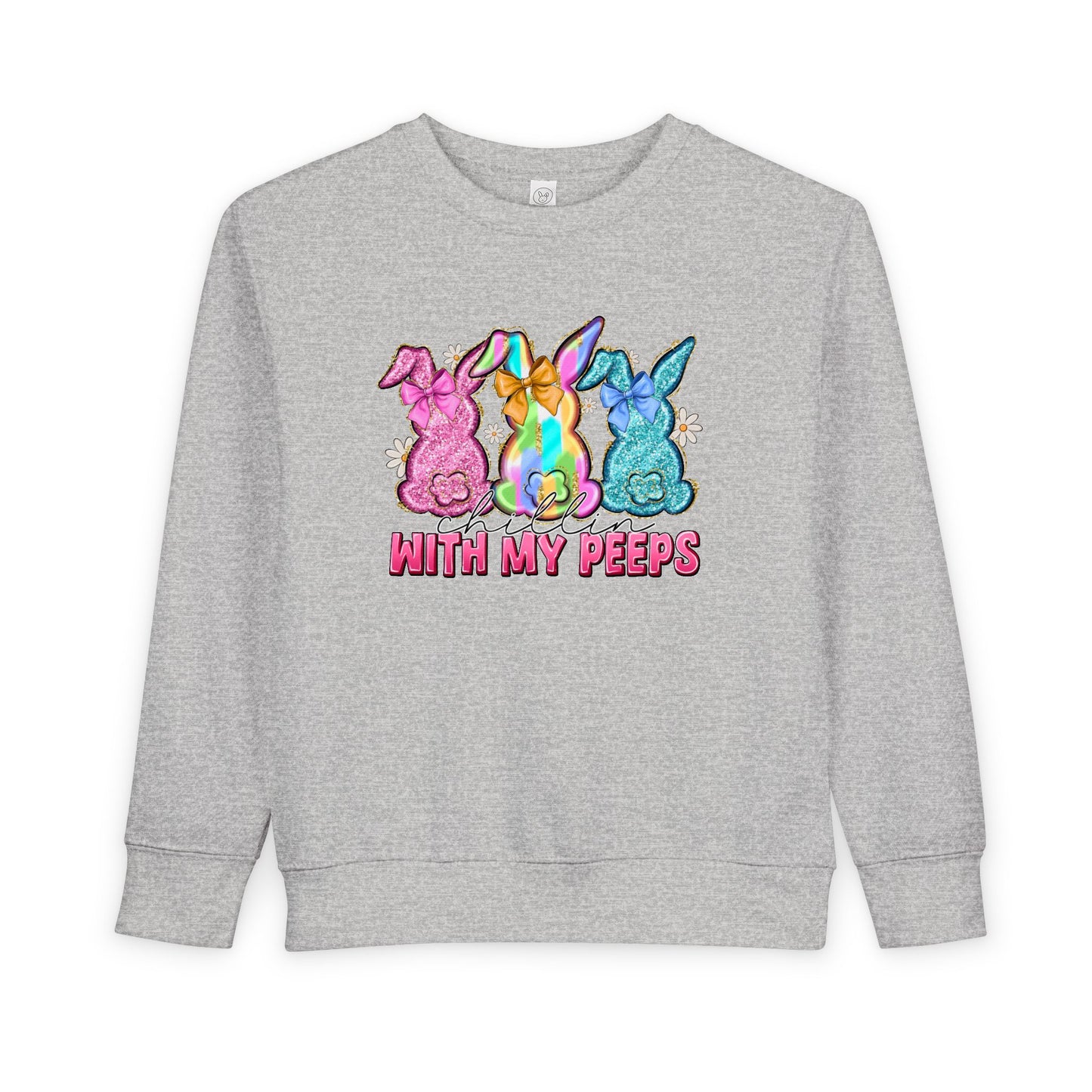 Toddler Sweatshirt - "With My Peeps" Colorful Easter Bunny Crewneck