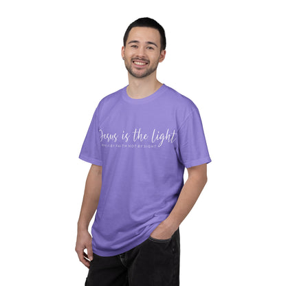 Jesus Is the Light T-Shirt — "Walk by Faith Not by Sight" Christian Tee- comfort colors