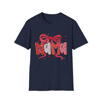 Mama Heart Graphic T-Shirt — Cute Floral ‘MAMA’ Design with Ribbon (Mother’s Day Gift)