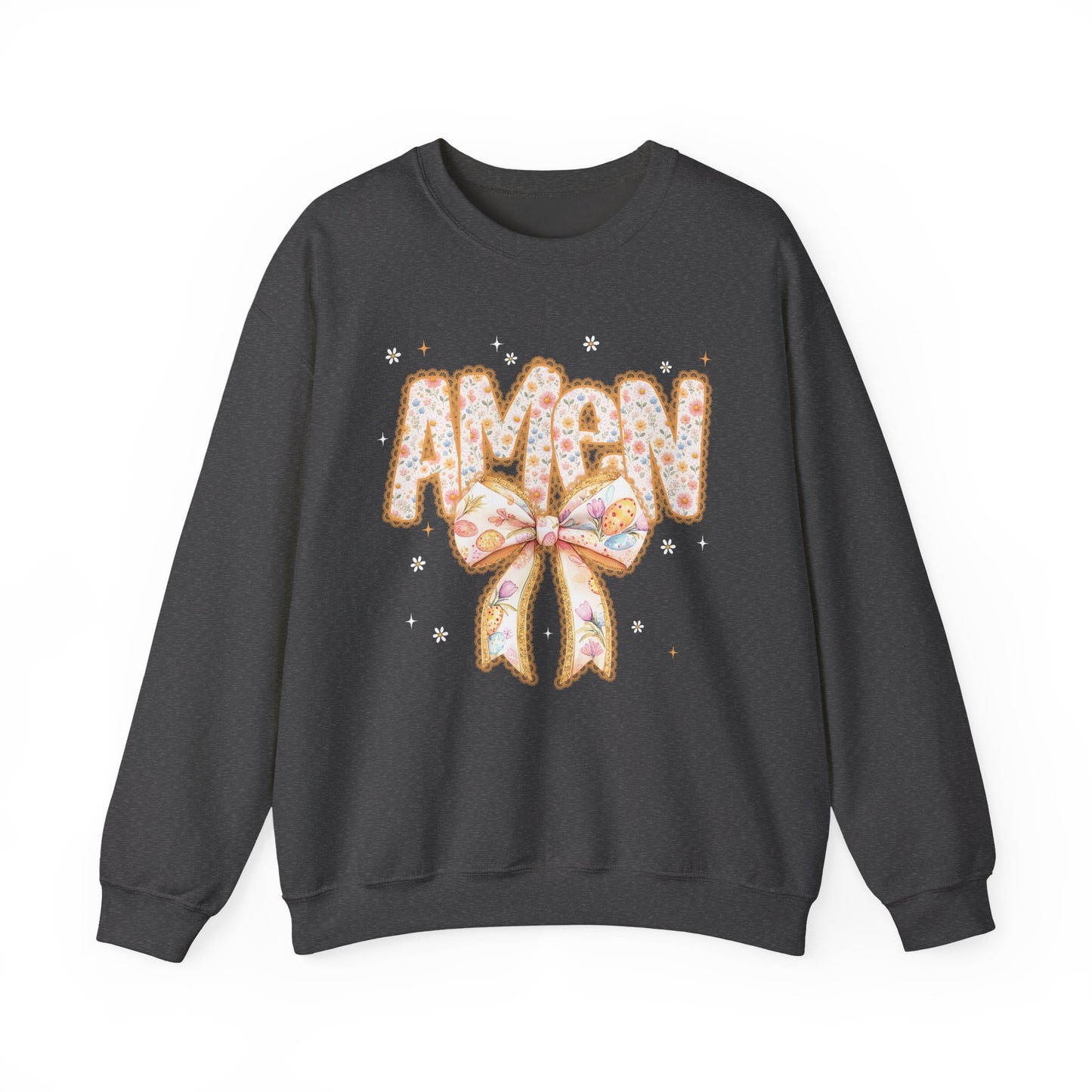 Crewneck Sweatshirt — 'AMAW' Pastel Bow Glitter Graphic
