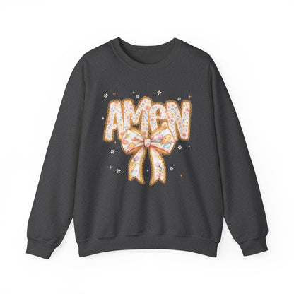 Crewneck Sweatshirt — 'AMAW' Pastel Bow Glitter Graphic