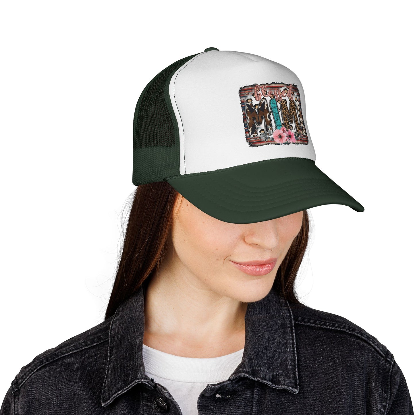 Cowgirl Trio Trucker Cap — Western Floral Graphic Mesh Hat