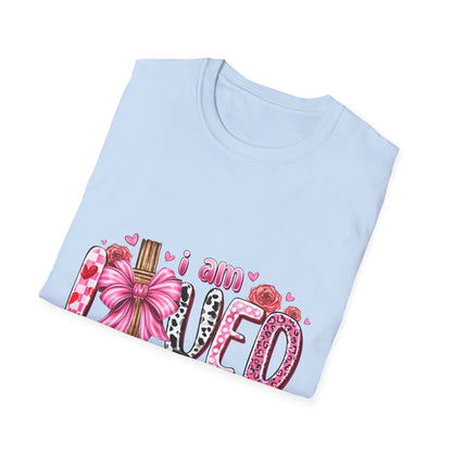 I Am Loved John 3:16 T-Shirt — Pink Floral Christian Faith Tee