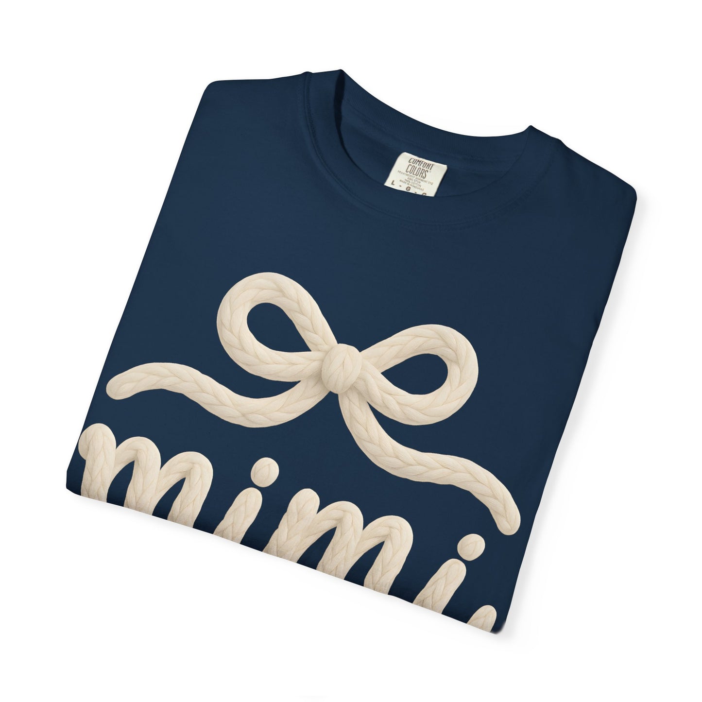 Mimi Bow Script T-Shirt — Soft Cream Knit Lettering Gift Tee