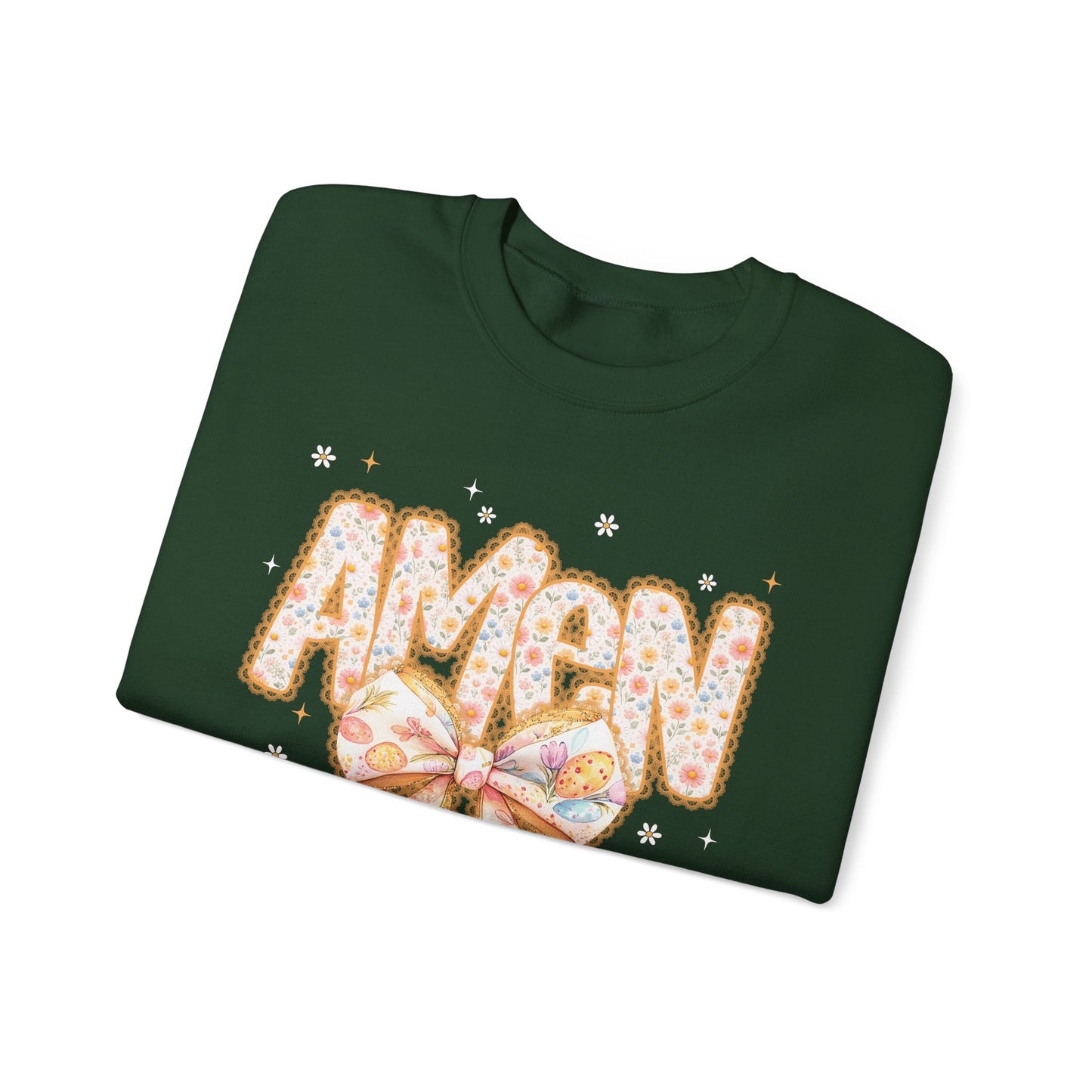Crewneck Sweatshirt — 'AMAW' Pastel Bow Glitter Graphic