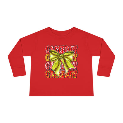Gameday Toddler Long Sleeve Tee – Cheer Bow Football Fan Shirt