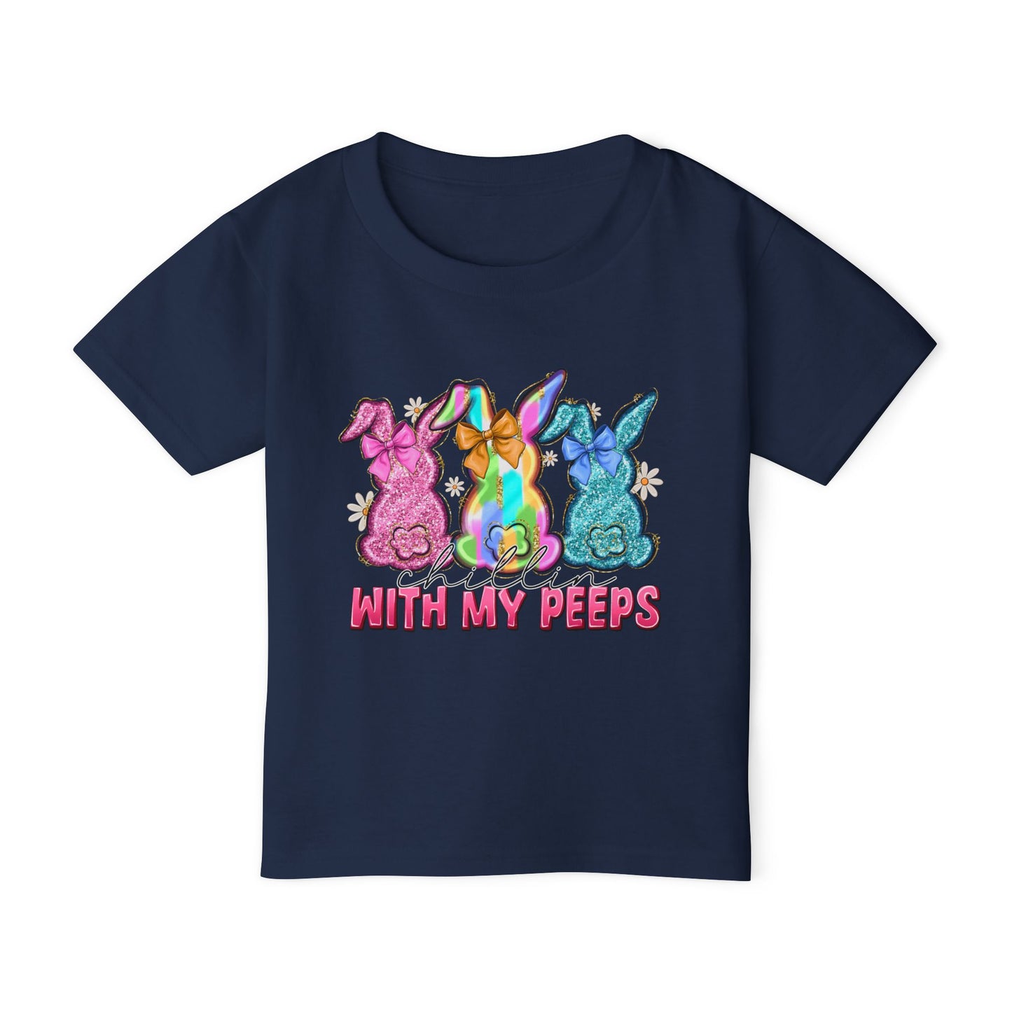 Toddler T-Shirt "With My Peeps" Colorful Easter Bunny Crew