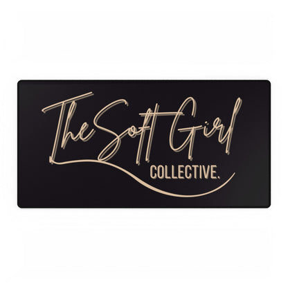 The Soft Girl Collective Desk Mat — Luxe Black & Gold Gaming/Work Desk Pad
