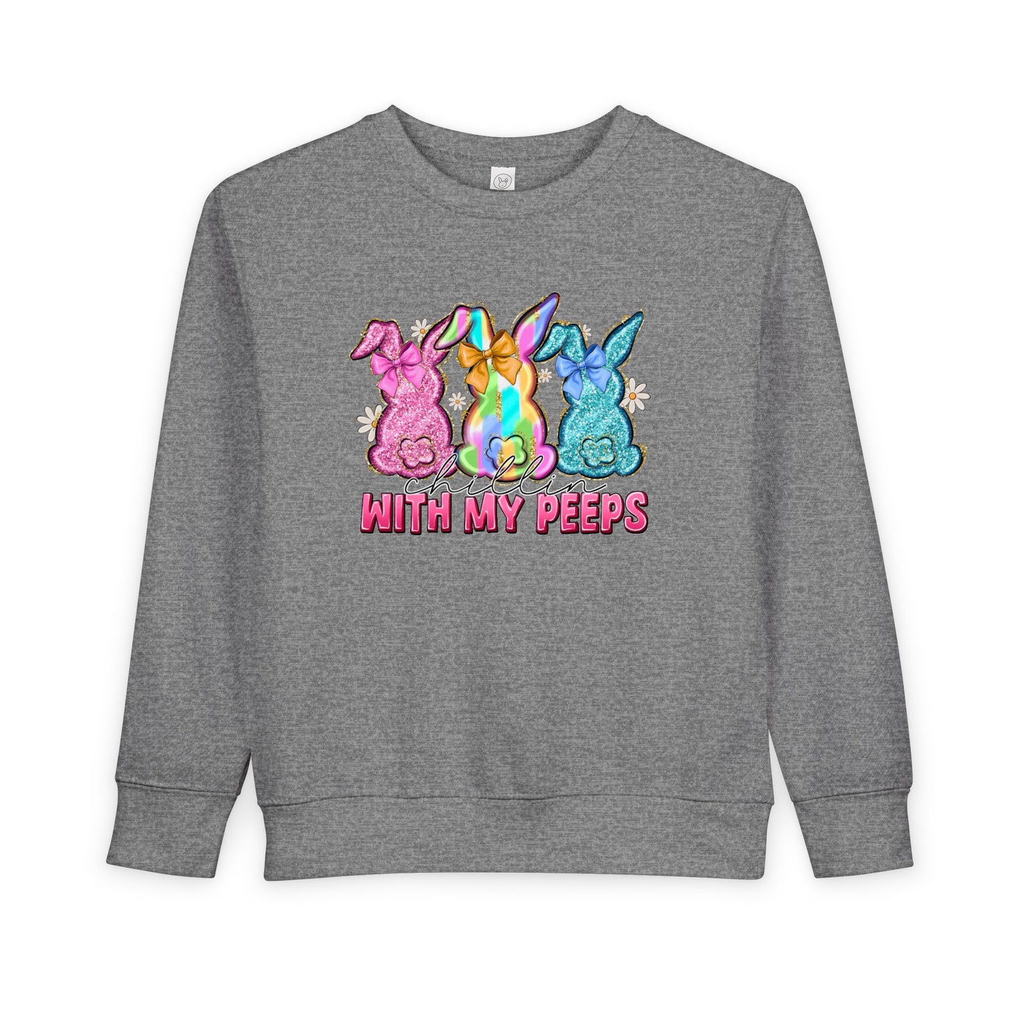 Toddler Sweatshirt - "With My Peeps" Colorful Easter Bunny Crewneck
