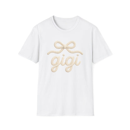 Gigi Script Bow T-Shirt — Cute Grandma Gigi Gift
