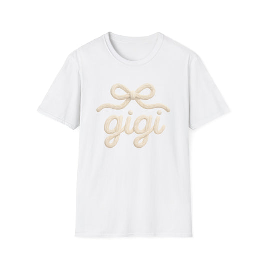 Gigi Script Bow T-Shirt — Cute Grandma Gigi Gift