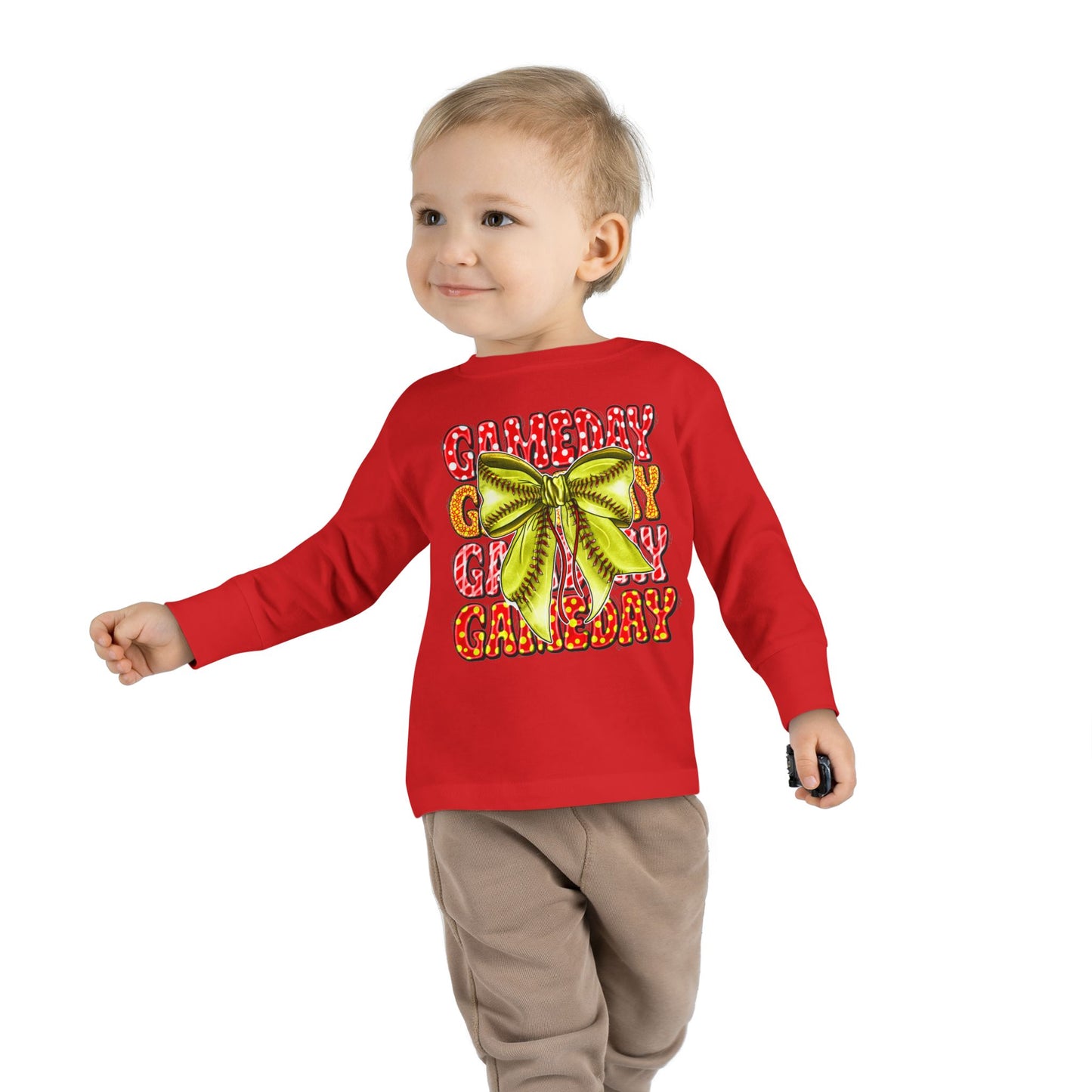 Gameday Toddler Long Sleeve Tee – Cheer Bow Football Fan Shirt