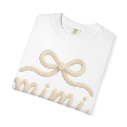 Mimi Bow Script T-Shirt — Soft Cream Knit Lettering Gift Tee