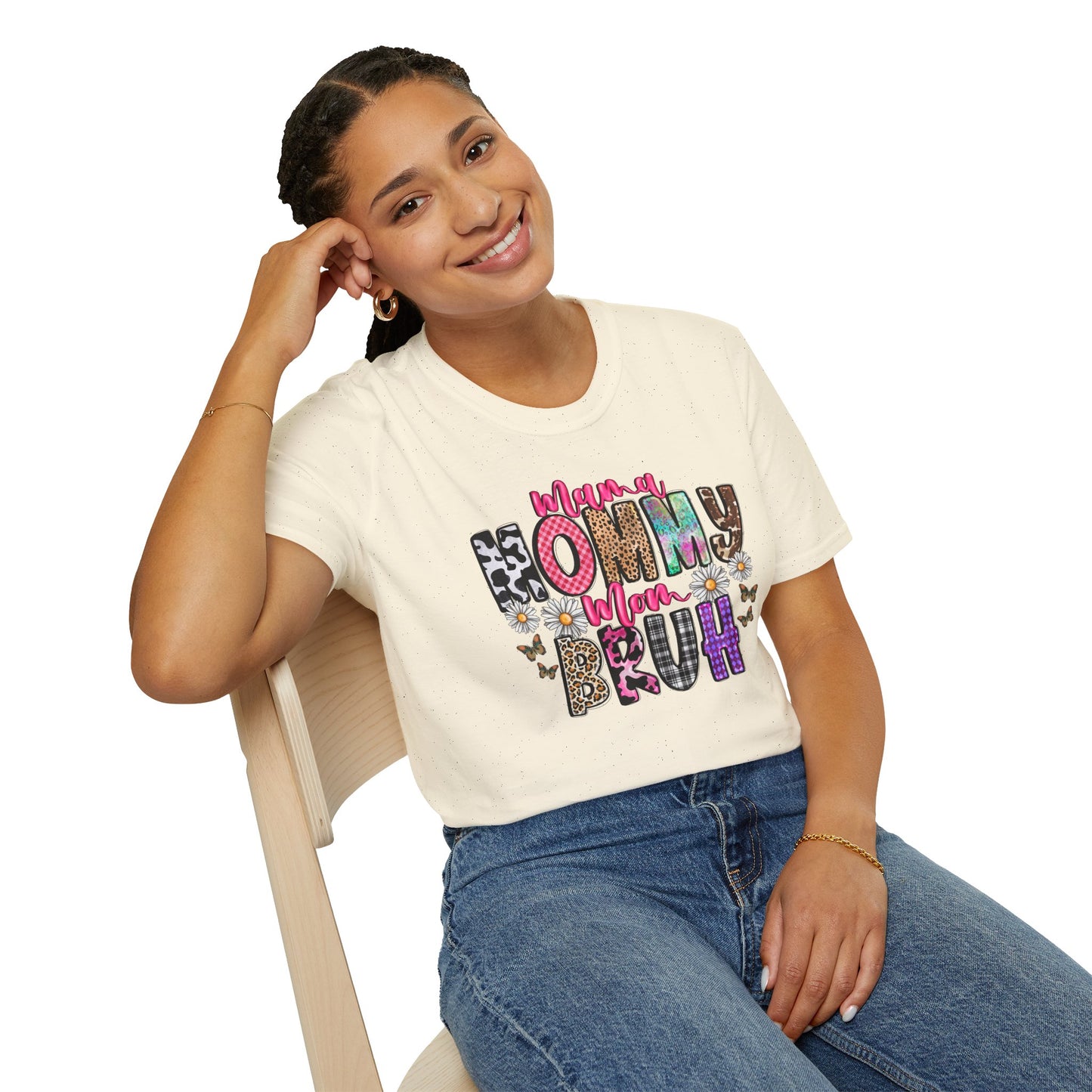 Mommy Brűh Graphic T-Shirt — Colorful Leopard & Floral Mom Shirt