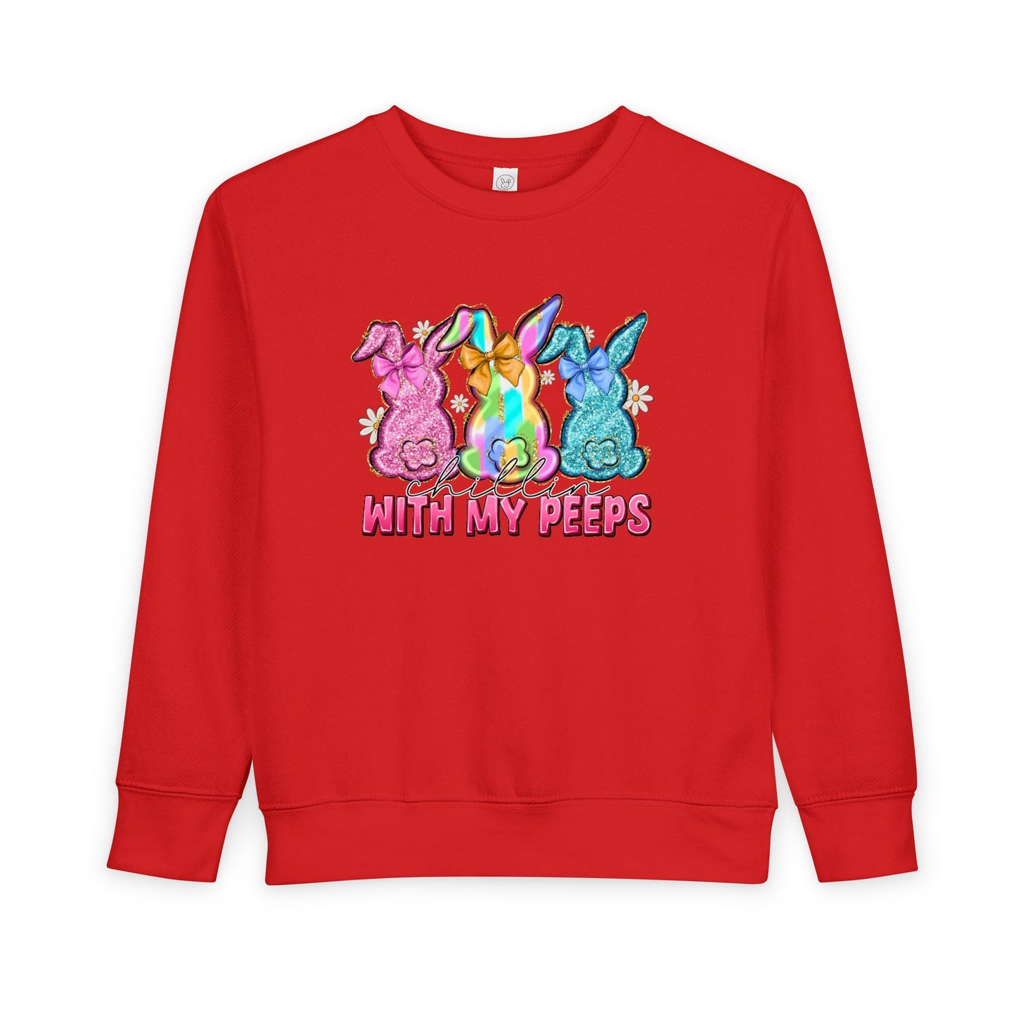 Toddler Sweatshirt - "With My Peeps" Colorful Easter Bunny Crewneck