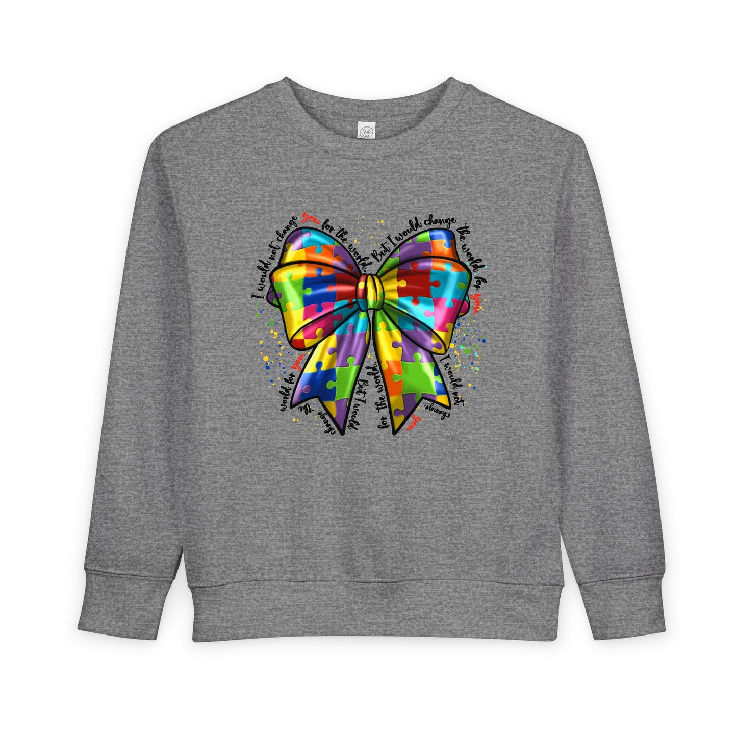 Rainbow Bow Toddler Sweatshirt — Colorful Tie-Dye Bow Graphic for Kids