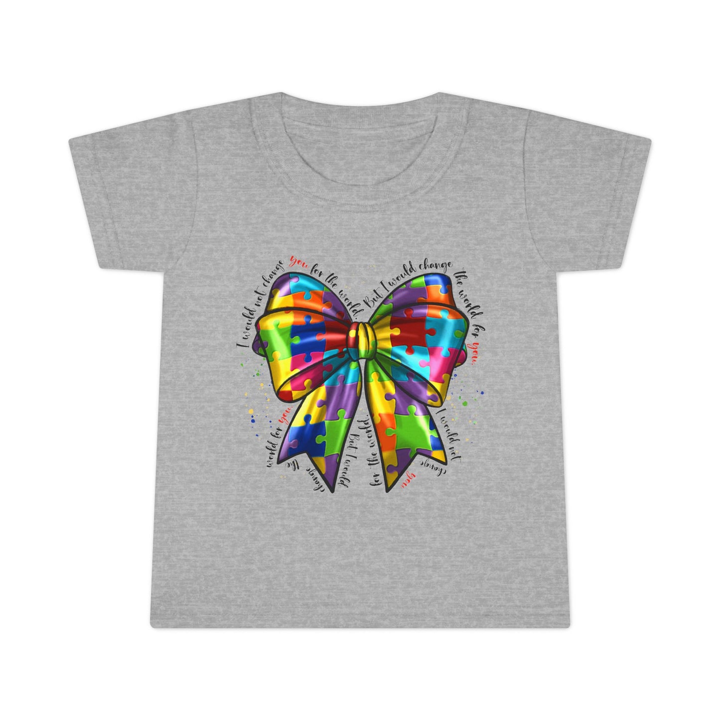 Autism Awareness Puzzle Ribbon Bow Toddler T-Shirt