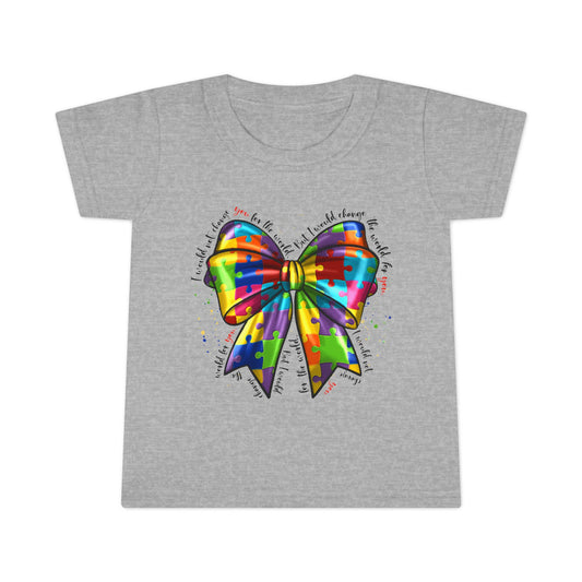 Autism Awareness Puzzle Ribbon Bow Toddler T-Shirt