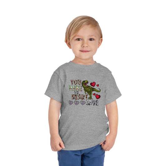 Toddler Tee — "You Make My Heart-Saur" Dinosaur Valentine Shirt
