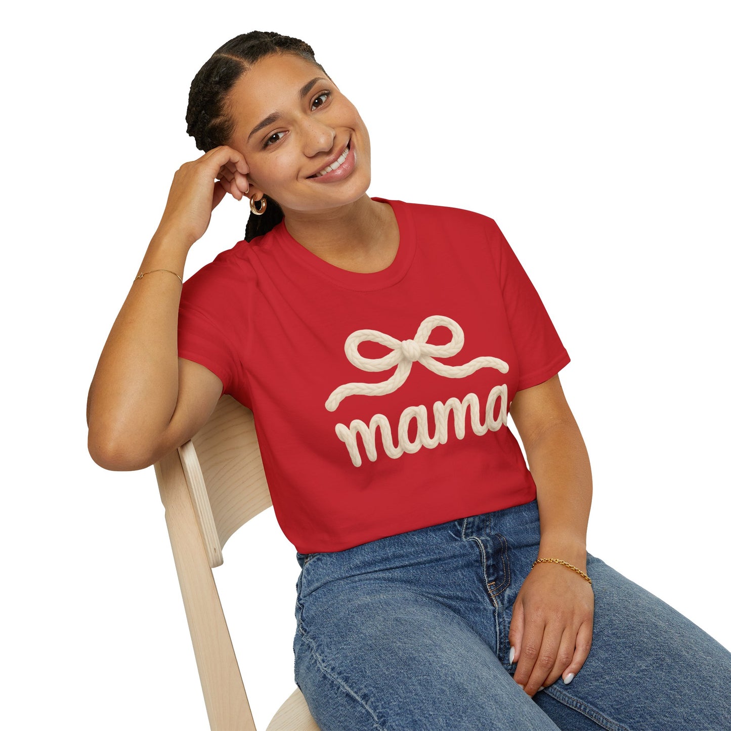 Mama Bow T-Shirt — Soft Feminine "mama" Script Tee (Mother's Day Gift)