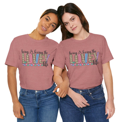 Living & Loving the LOVE Life T-Shirt — Colorful Leopard Print Hearts Tee