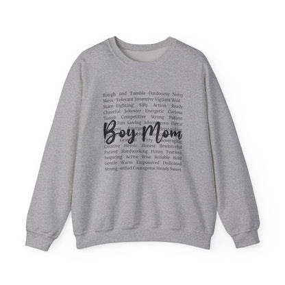 Boy Mom Crewneck Sweatshirt — Script Text Design for Proud Mothers