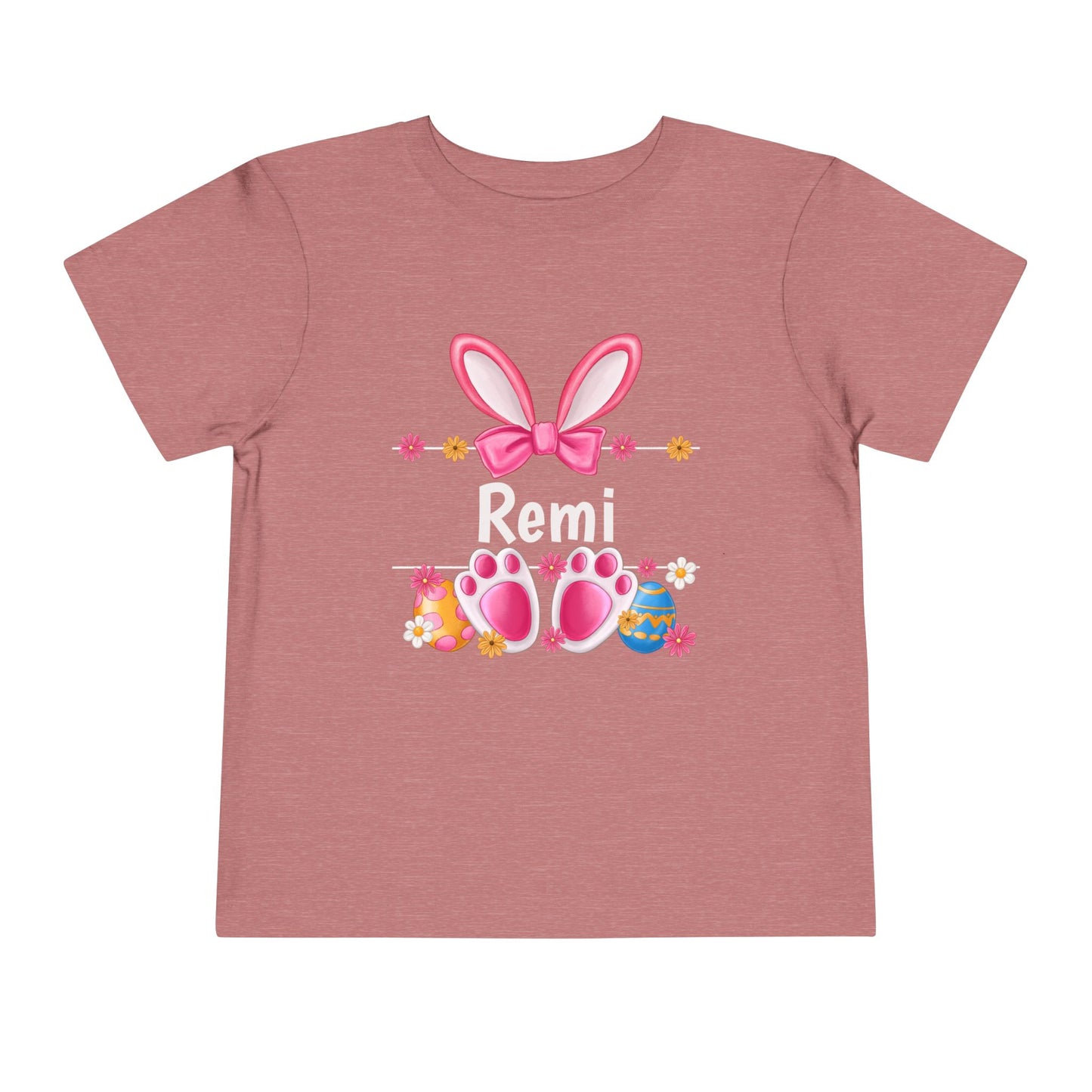 Easter Bunny Toddler Tee — Personalized Pink Bunny Ears & Paw Print Shirt