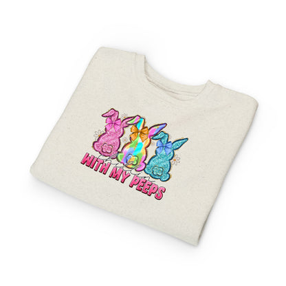 Toddler Sweatshirt - "With My Peeps" Colorful Easter Bunny Crewneck
