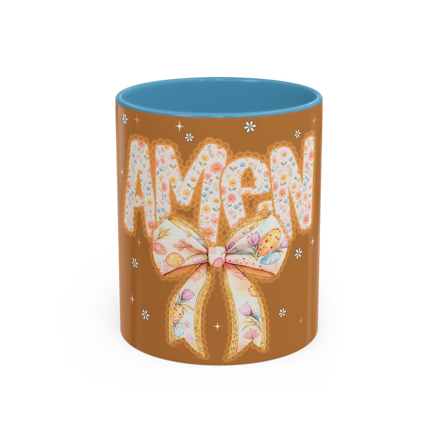 Accent Mug — 'Amen' Floral Bow Coffee Mug (11/15oz) — Faith-Inspired Gift