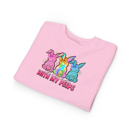 Toddler Sweatshirt - "With My Peeps" Colorful Easter Bunny Crewneck