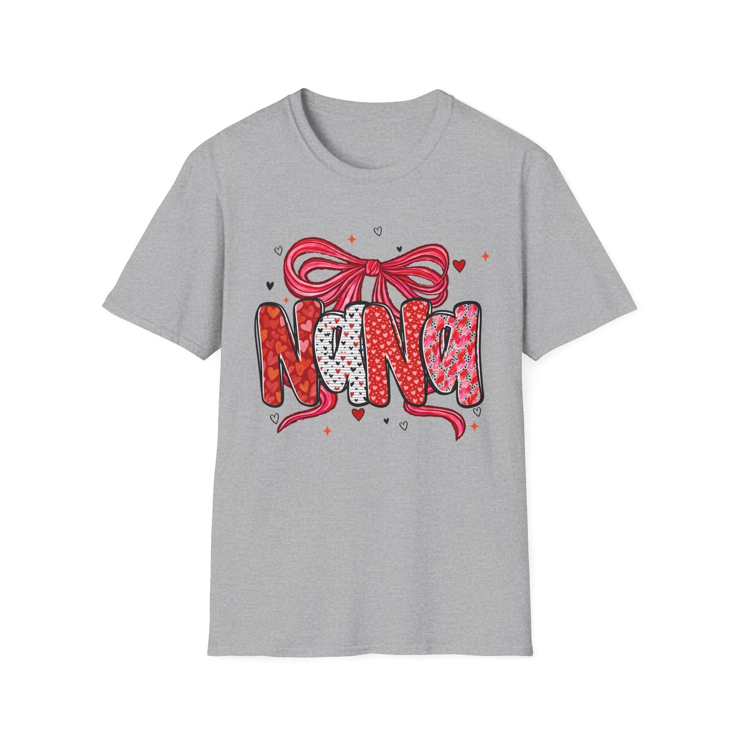 Nana Valentine Tee — Cute Bow & Heart Graphic "Nana" T-Shirt