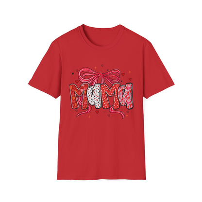 Mama Heart Graphic T-Shirt — Cute Floral ‘MAMA’ Design with Ribbon (Mother’s Day Gift)