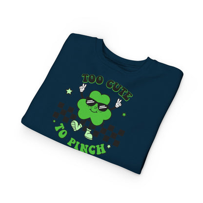 Toddler Sweatshirt — "Too Cute to Pinch" St. Patrick's Day Shamrock Sweatshirt for Babies & Toddlers