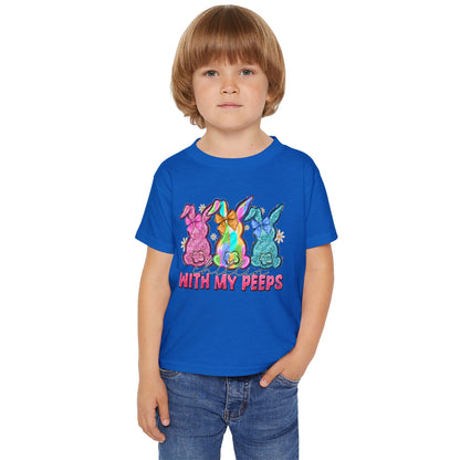 Toddler T-Shirt "With My Peeps" Colorful Easter Bunny Crew