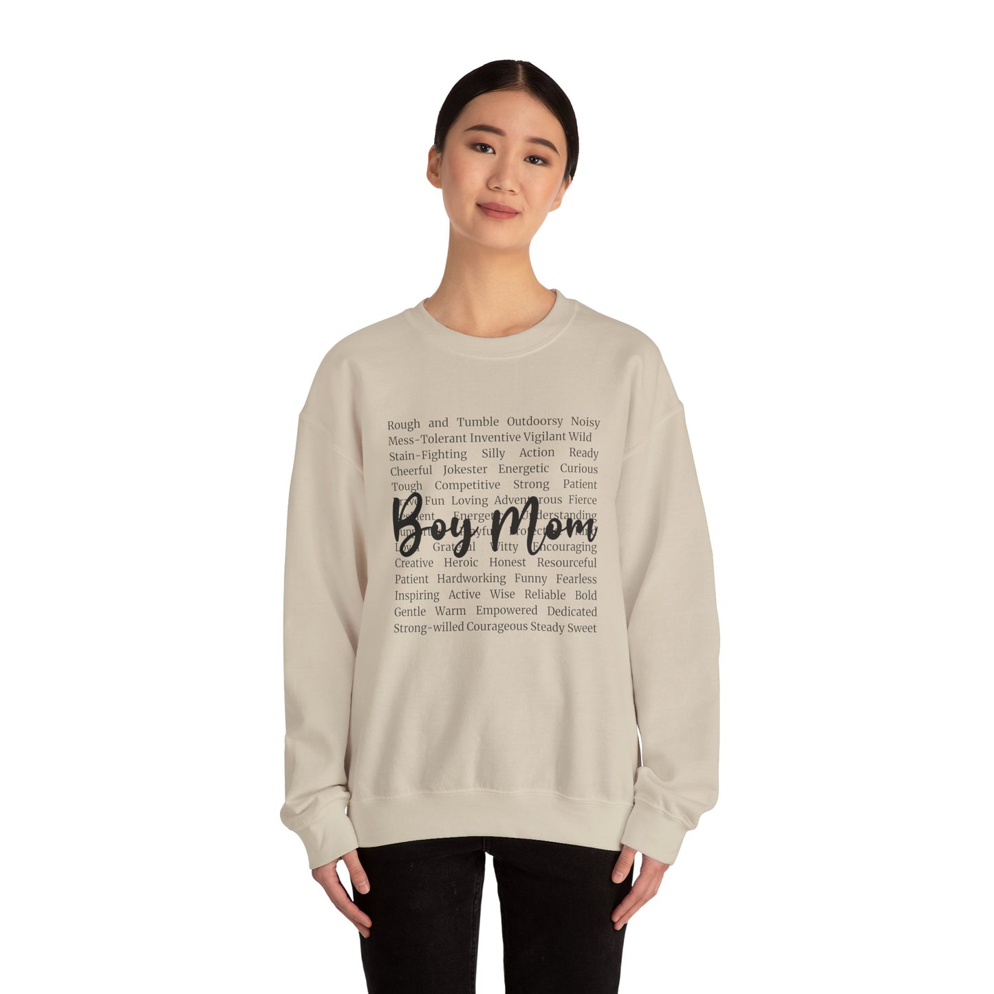 Boy Mom Crewneck Sweatshirt — Script Text Design for Proud Mothers