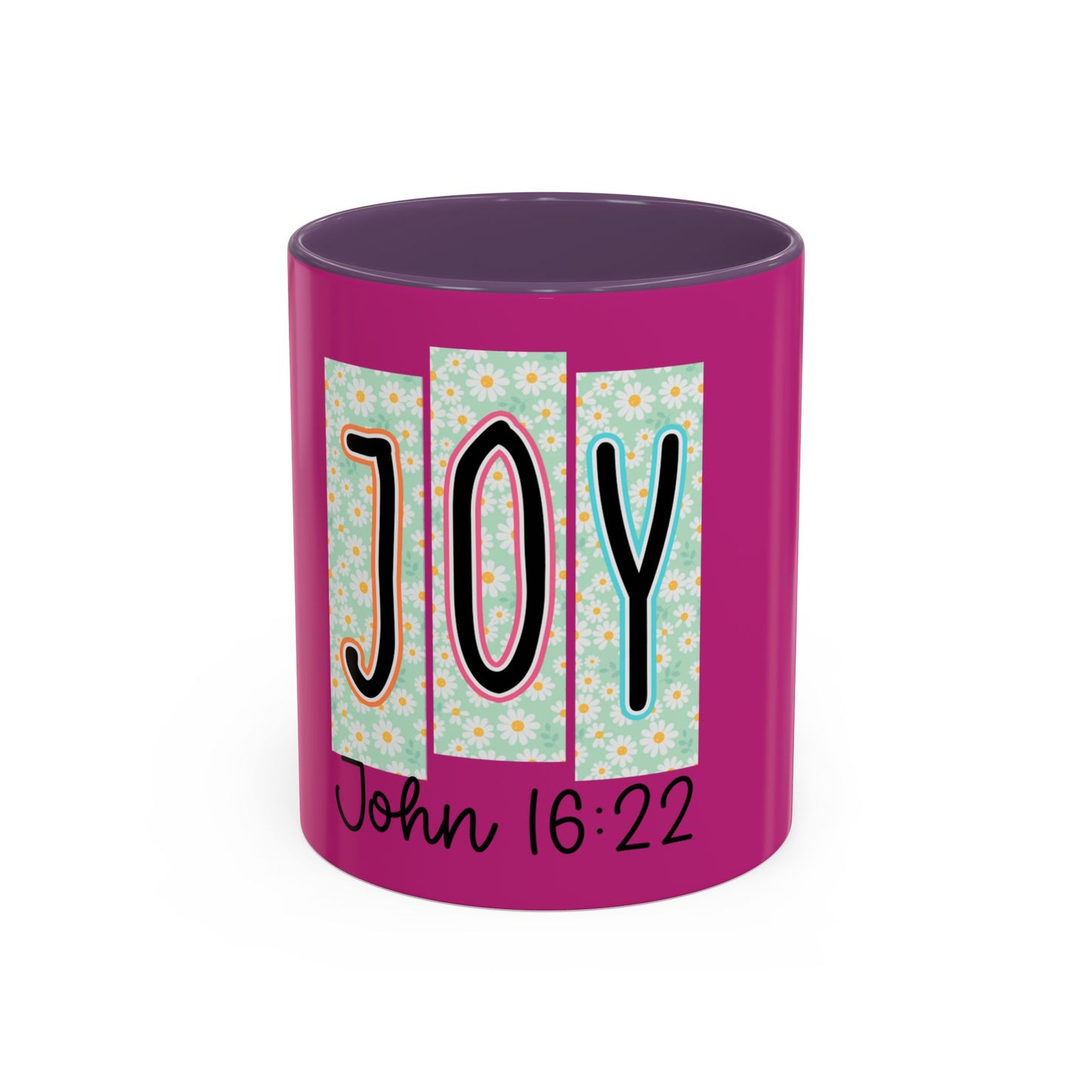 Joy John 16:22 Accent Coffee Mug — Christian Inspirational Ceramic Mug