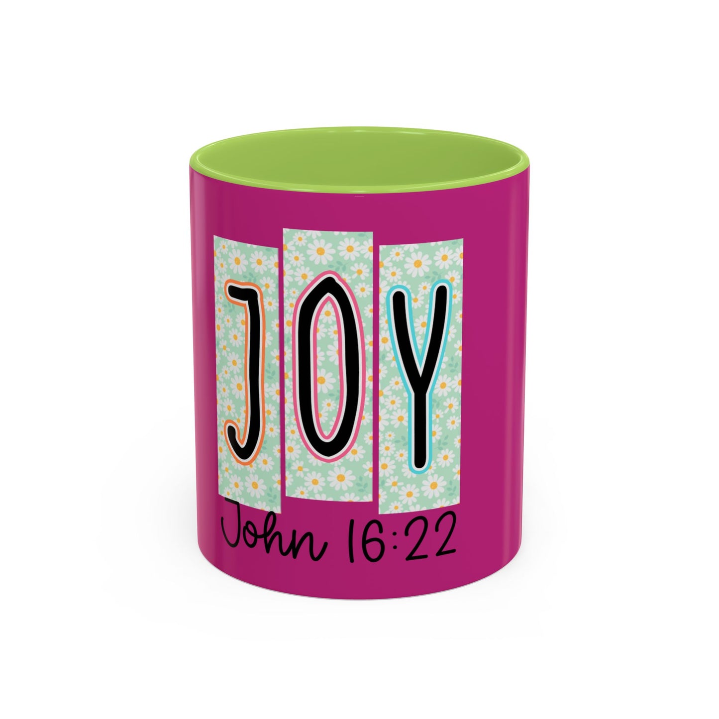 Joy John 16:22 Accent Coffee Mug — Christian Inspirational Ceramic Mug