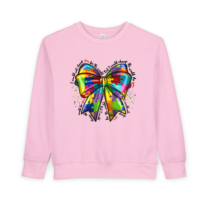 Rainbow Bow Toddler Sweatshirt — Colorful Tie-Dye Bow Graphic for Kids