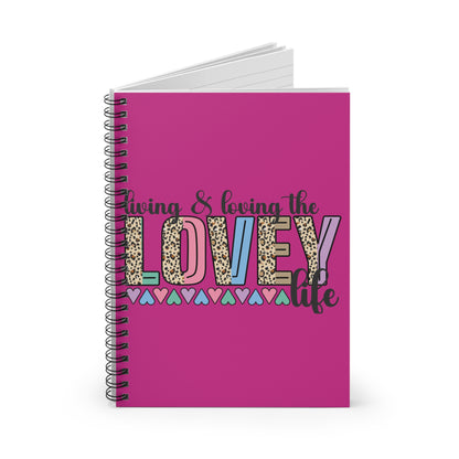 Lovely Life Spiral Notebook — Ruled Pink Journal with Bold Leopard & Heart Design