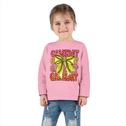 Gameday Toddler Long Sleeve Tee – Cheer Bow Football Fan Shirt