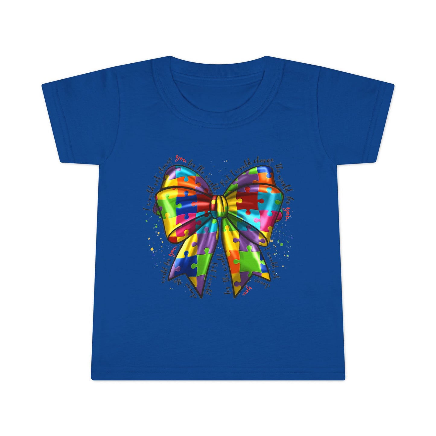 Autism Awareness Puzzle Ribbon Bow Toddler T-Shirt