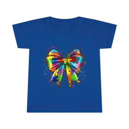 Autism Awareness Puzzle Ribbon Bow Toddler T-Shirt