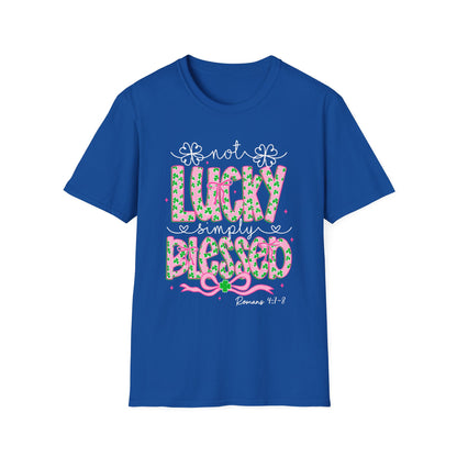 Lucky Simply Blessed T-Shirt — "Not Lucky, Simply Blessed" Christian St. Patrick's Tee