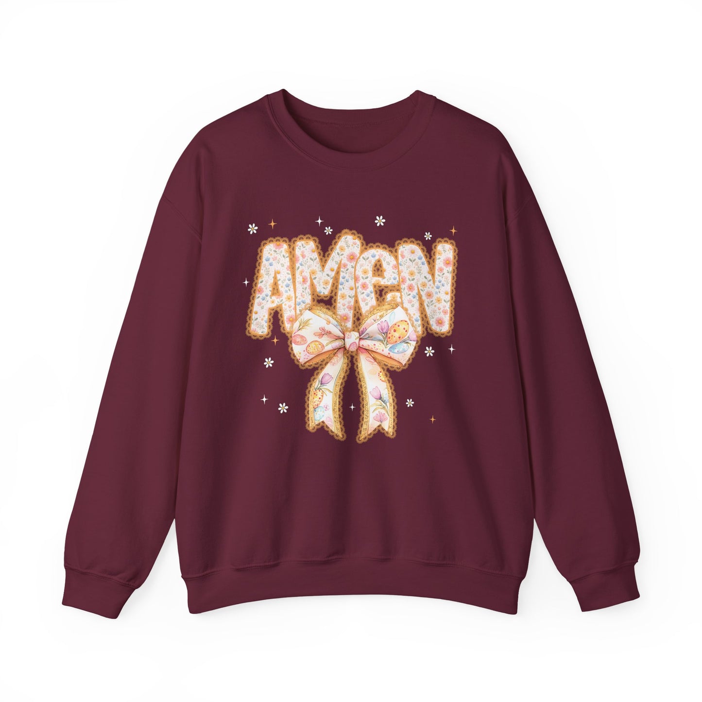 Crewneck Sweatshirt — 'AMAW' Pastel Bow Glitter Graphic
