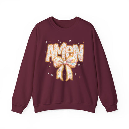 Crewneck Sweatshirt — 'AMAW' Pastel Bow Glitter Graphic