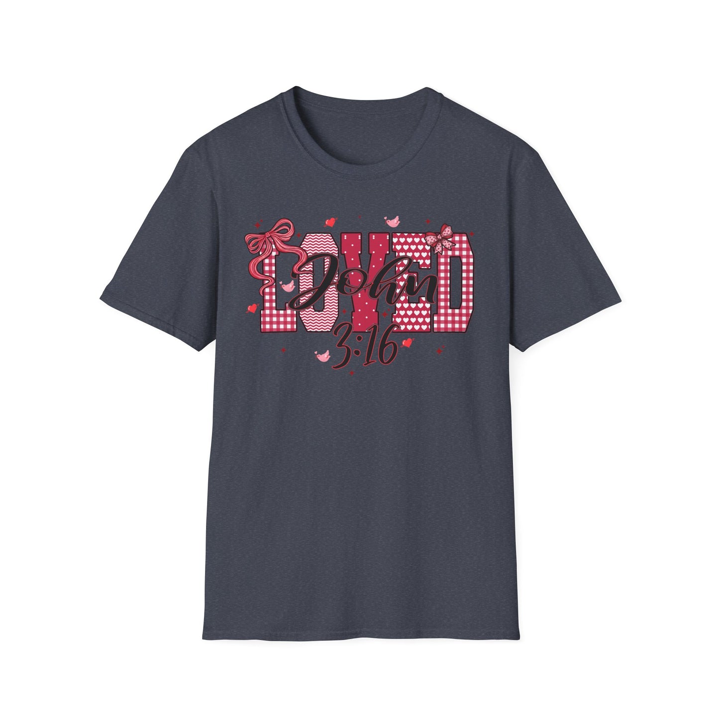 David 3:16 T-Shirt — Christian Faith Graphic Tee (Pink Plaid & Script)